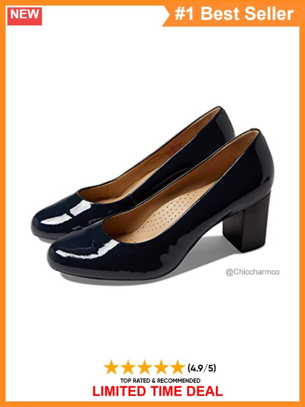 Leather Midtown Pump Block Heel Slip-On Formal Comfort Shoe